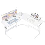 CubiCubi L Shaped Gaming Desk Computer Office Desk, 120 cm Corner Desk with Large Monitor Stand for Home Office Study Writing Workstation, White