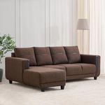 Home Centre L Shape Sofa Seater Berry Fabric Sofa|Fabric Sofa Set for Living Room|(Beige)|2 Year Warranty