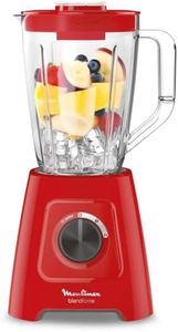 Moulinex Blender Blendforce, 600 W, 2 vitesses + fonction Pulse, Capacité totale de 2 L, Système Smart Lock, Nettoyage facile, Refroidissement par air, 3 minutes de mixage en continu LM420510