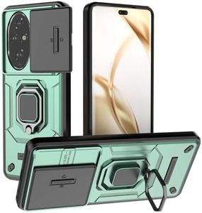 WBWONE Case for Huawei Honor 200 Pro, TPU/PC Shockproof Protective Mobile Phone Case with Finger Ring, Stands and Sliding Camera Cover, Green