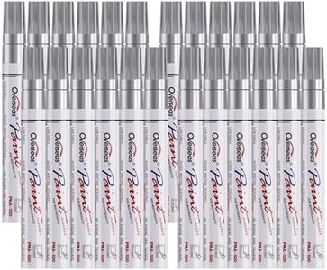 Overseas Paint Pens Paint Markers Bulk - 24 Pack Silver Permanent Oil Based Markers Set, Quick Dry, Waterproof, Medium Tip Marker Pens for Metal, Rock, Ceramic, Wood, Plastic, Canvas, Glass, Rubber