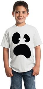 Ann Arbor T-shirt Co. Silly Ghost Face | Spooky Halloween Ghoul Face Easy Costume Youth T-Shirt-Youth,L White