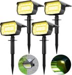 4 Pack Solar Spotlights Outdoor, 72 LED Solar Spot Lights Outdoor Waterproof, 3 Modes Solar Lights Outdoor Dusk-to-Dawn Solar Flood Lights for Garden Wall Yard Landscape Driveway Pathway, Warm White