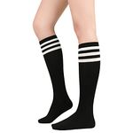 Women Athletic Socks Knee High Socks Sports Socks Compression Socks Tube Socks for Teen Girl 1 Pack Black White One Size