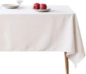 ISAENNE White Tablecloth for Rectangle Tables,Linen Table Cloth Solid Color Plain Simplicity,Heavy Durable Table Cover for Dining Kitchen Decor Party Banquet,67"*118"