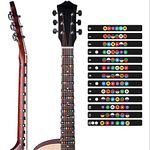 2 Pcs Guitar Fretboard Stickers Set Guitar Note Stickers for Acoustic and Electric 6-String Guitars - Fret Stickers for Learning - Transparent （Black and White）