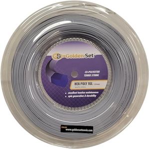 Golden Set Hex Poly 16L (1.28mm), Reel (660ft/200m), Polyester Tennis String (Silver)