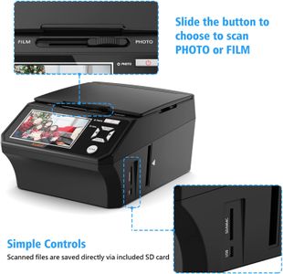 Photo, Slide & Negative Scanner with 5" LCD – 22MP Film Digitizer, 8GB SD Card