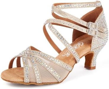 Women's Salsa Latin Dance Shoes Satin Rhinestone Ballroom Dancing Shoes