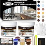 Qovvey Tile Repair Kit & Granite Quartz Countertop Chip Repair Kit(Color Match), Marble Repair Kit, Granite Epoxy, Corian Repair Kit for Marble Granite Porcelain Quartz Corian Tiles and Stones