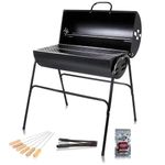 Finiky Grillbeat Drum Basic BBQ Grill for Indoor & Outdoor Cooking| Traveler Compact Foldable Tandoor Charcoal Barbeque Grill Set| Free Stand, Portable, Easy Assembly- (Black)