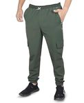 WolfWay Men's NS Fabric Stretchable Regular Fit Stylish Grip Cargo Joggers Track Pant with 4 Pockets (Dark Green,L)