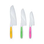 3-Piece Nylon Kitchen Baking Knife Set - Children's Cooking Knives, Safe to Use, Firm Grip, Serrated Edges, Kids' Knives, Protects Little Chef's Fingers, Good for Cutting Food & Vegetables