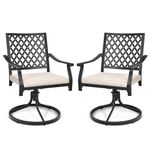 COSTWAY 3PCS Patio Bistro Set, Metal Frame Garden Table and Swivel Rocking Chairs Set with Cushions, Outdoor Dining Conversation Furniture Set for Balcony Yard Poolside (2 Chairs)