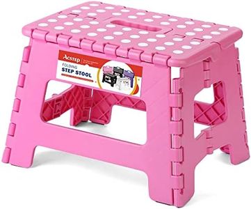 ACSTEP Acko 9 Inch Folding Step Stool - The Lightweight Step Stool is Sturdy and Safe Enough. Opens Easy with One Flip. Great for Kitchen, Bathroom, Bedroom Pink