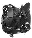 CAVALRY Complete Leather Jumping English Horse Saddle Set (Black)