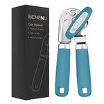 Can Opener Manual, Can Opener with Magnet, Hand Can Opener with Sharp Blade Smooth Edge, Handheld Can Openers with Big Effort-Saving Knob, Can Opener with Multifunctional Bottles Opener, Blue
