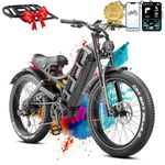 eAhora Romeo Pro Electric Bike for Adults 1600W Peak 55Km/h Electric Mountain Bike 48V/60Ah Long Range Ebike 26'' Fat Tire Full Suspension E Bike Velo Electrique Adulte UL 2849 Throttle Twist