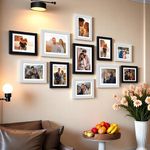 Painting Mantra Art Street Boulevard Photo Frame Set Of 11 Picture Frames For Wall Hanging (8X10-3 Pcs, 6X8-8 Pcs, 10 Inches)-Black And White, Synthetic Wood, Rectangular