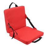 Portable Stadium Seat Cushion, Outdoor Folding Padded Floor Chair with Back Support, Storage Pocket & Adjustable Strap, Lightweight Stadium Bleacher Seat for Sporting Events, Camping, Beach(Red)