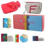 Femplete First Period Kit for Girls with Hot Water Bottle 15 Sanitary Pads 15 Panty Liners 6 Organic Cotton Tampons 2 Tampon Applicators 5 Intimate Wipes & Wet Wipes with Carry Pouch & Case