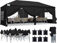 Quictent Pop Up Gazebo Canopy with Removable Sidewalls, Adjustable Height Event Shelter, 3x6m (10x20ft) Portable Tent for Garden Party, Camping, Black