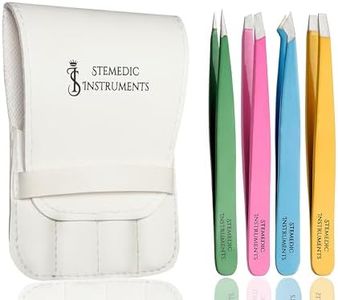 Eyebrow Tweezers Set- Professional Multicolor Tweezers for Women & Men – High Precision Tweezer Set for Facial Hair, Eyebrow Grooming, Ingrown Hair & Splinter Removal with Travel Case