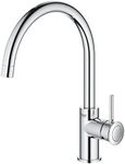 GROHE Start – Single Lever Kitchen Mixer Tap (High C-Spout, 360˚ Swivel Range, 28 mm Ceramic Cartridge, Min. Recommended Pressure 1.0 Bar, Tails 3/8 Inch), Quick Mount Included, Chrome, 31553001