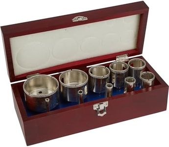 SE DH10HS 10-Piece Stone Diamond Hole Saw Set, Grit 80, Wooden Case Included