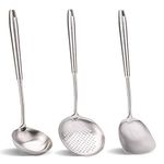 Spatula and ladle,Skimmer Spoon Tool Set, 304 Stainless Steel Cooking Utensils（15in,15in,14in)