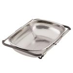 Rachael Ray Tools and Gadgets Over-The-Sink Colander/Strainer, 4.5 Quart, Stainless Steel with Gray Handles