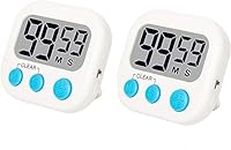 Brisica 2 Pack Digital Kitchen Timer, Classroom Timer for Teachers and Kids, Big Digits, Loud Alarm, Magnetic Backing with Stand, ON/OFF Switch, Minute Second Count Up Countdown Timer for Cooking Baking Sports Games Office