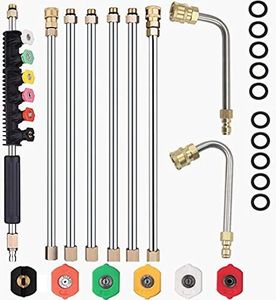 Selkie 120" Pressure Washer Extension Wand Power Washer Lance with Spray Nozzle Tips,30°,90°Curved Rod, 1/4’’Quick Connect, Replacement for Anti-Leaked Ring 4000 PSI…