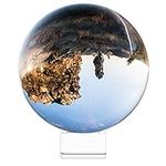 Navaris Crystal Clear Glass Ball - 130mm Transparent K9 Globe for Meditation Divination - Photo Sphere Prop for Art Decor, Photography w/Stand