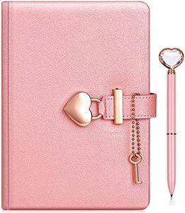 Diario de candado con llave y lápiz de corazón para niñas, funda de piel sintética, organizador personal, cuaderno secreto, para mujeres