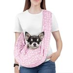 Pawaboo Small Dog Sling Carrier, Reversible Hands Free Dog Sling Carriers for Small Dogs and Cats, Puppy Slings Carrier, Pink Daisy