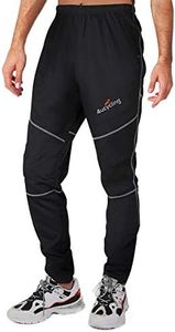 4ucycling Mens Fleeced Windproof Winter Cycling Pants for Biking,Skiing,Running Outdoor Sports Black
