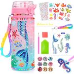 Kidology Decorate Your Own Water Bottle Kits for Girls Age 4-6-8-10,Mermaid Painting Crafts,Fun Arts and Crafts Gifts Toys for Girls Birthday Christmas(Mermaid)