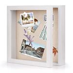 Love-KANKEI Shadow Box Frame 11x11 Shadow Box Display Case with Linen Back Memorabilia Awards Medals Photos Memory Box Gift Rustic White