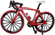 NUOBESTY Alloy Bicycles Model, Creative Alloy Model 1: 10 Mini Simulation Racing Bike Finger Bicycle Toy (Curving Grip Red)