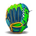 Franklin Sports Teeball Glove - Left and Right Handed Youth Fielding Glove - Meshtek Series - Synthetic Leather Baseball Glove - Ready To Play Glove - 9.5 Inch Right Hand Throw - Navy/Lime/Orange