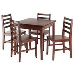 Winsome Wood Solid Wood Pulman 5 Piece Set Extension Table with Ladder Back Chairs