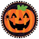 Pumpkin Flair Round Plates, Halloween Party Supplies, 7 Inch (Pack of 8)