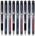 Uni TS-140143 Signo UM-153S Gel Impact Rollerball Pen, 0.6mm Line Width, 1.0mm Tip Width, (3 Of Each Colour - Black Blue Red - 9 Pens)