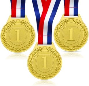 Medaglie per Bambini, 3 Pezzi, medaglia in Metallo Dorato, Decorazione olimpica, medaglie per Giornata Sportiva con Collana in Nastro per premi di Giornata Sportiva, competizioni di Ginnastica