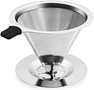 YiiMO Pour Over Coffee Dripper Filter, 1-4 Cups Double Mesh Paperless Manual Reusable Permanent Coffee Cone Stainless Steel