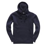 Plain Pullover Hoodie Hooded Top Unisex Mens Ladies Hooded Sweatshirts Navy, L