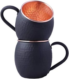 Staglife Moscow Mule Copper Cups and Mugs - Black Matte Moscow Mule Mug with Rose Gold Copper Rims Finish - Size 16 Ounce (Set of 2)
