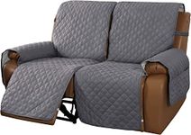 Non-Slip Recliner Chair Cover Sofa Slipcover, Reversible Recliner Sofa Cover with Elastic Adjustable Strap, Washable Reclining Sofa Slipcover Recliner Furniture Protector (Grey,Recliner Loveseat)