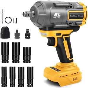 1100Nm Cordless Impact Wrench for Dewalt 18V 20V Max Battery, 1/2" Brushless Electric Wrench with 7 Sockets, 2300RPM, 4500BPM, for Truck, Heavy-Duty Project (Tool Only, No Battery)